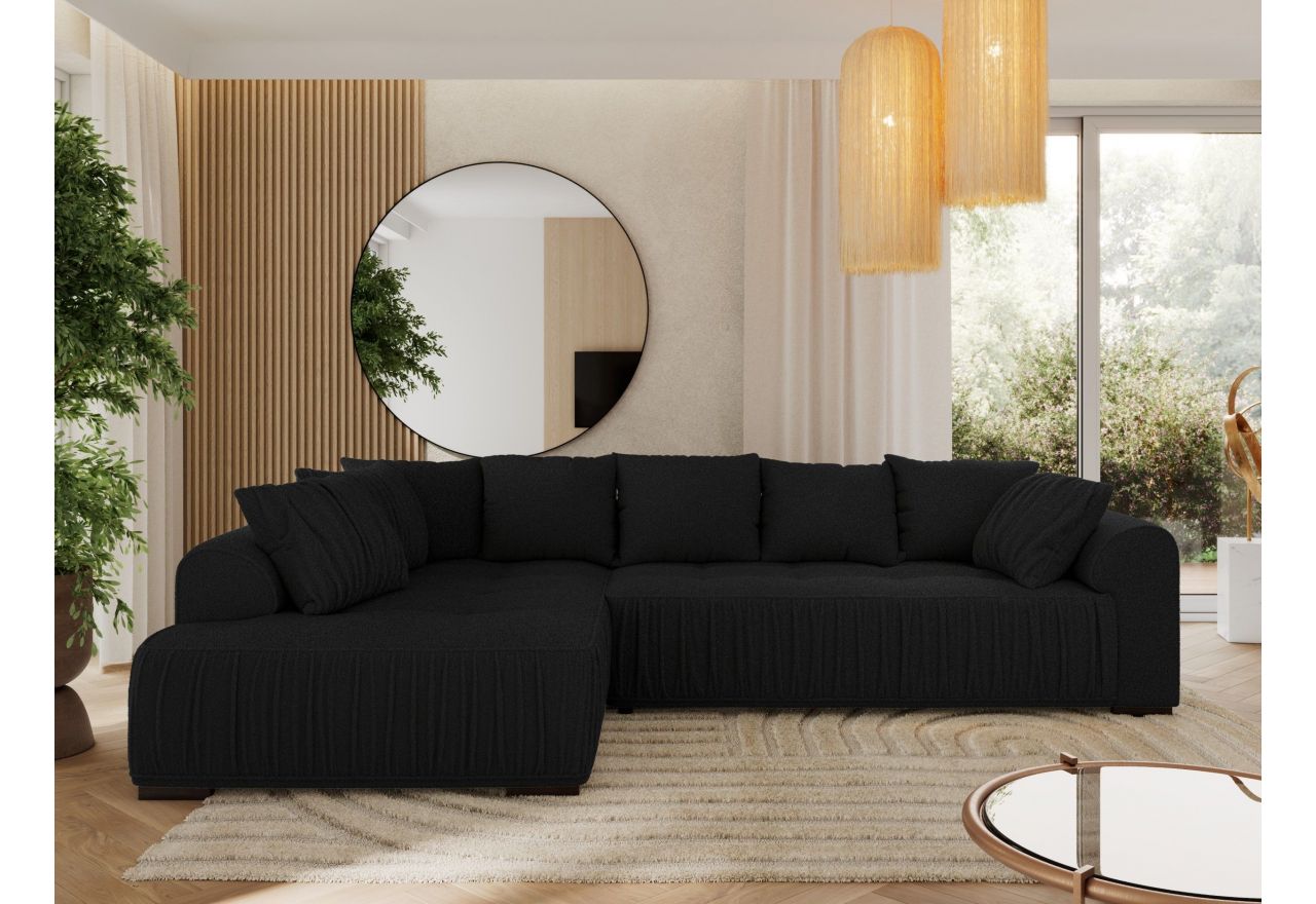 Narożnik ORTA L - strona lewa - czarny, boucle