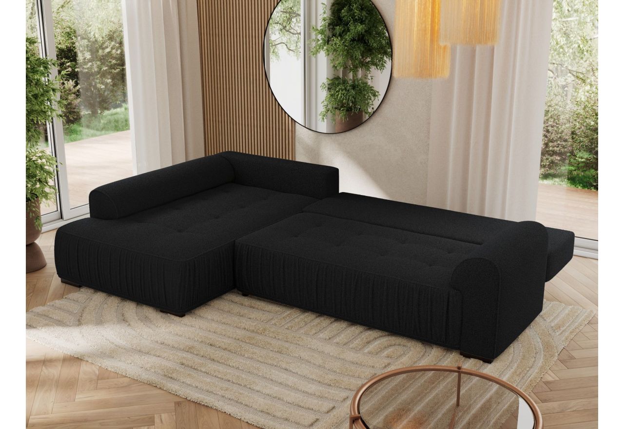 Narożnik ORTA L - strona lewa - czarny, boucle