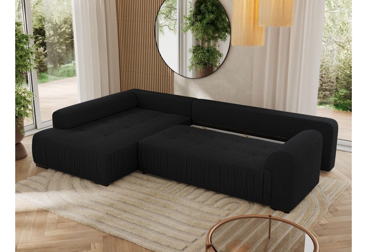 Narożnik ORTA L - strona lewa - czarny, boucle