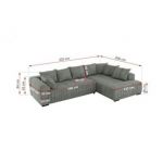 Narożnik ORTA L - strona prawa - szary, struktura