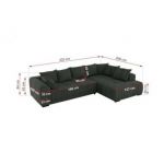 Narożnik ORTA L - strona prawa - ciemnoszary, struktura