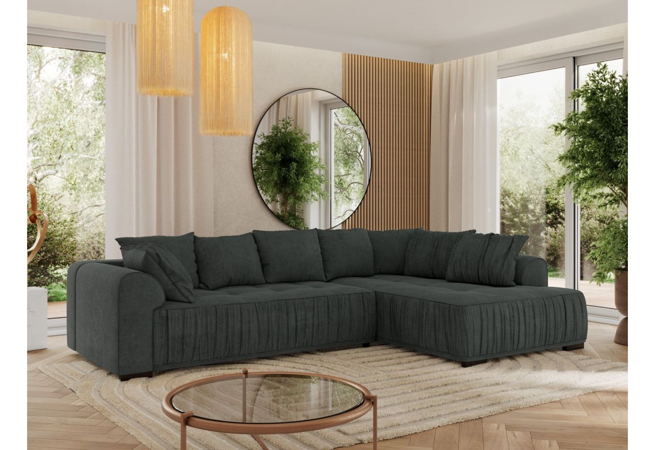 Narożnik ORTA L - strona prawa - ciemnoszary, struktura