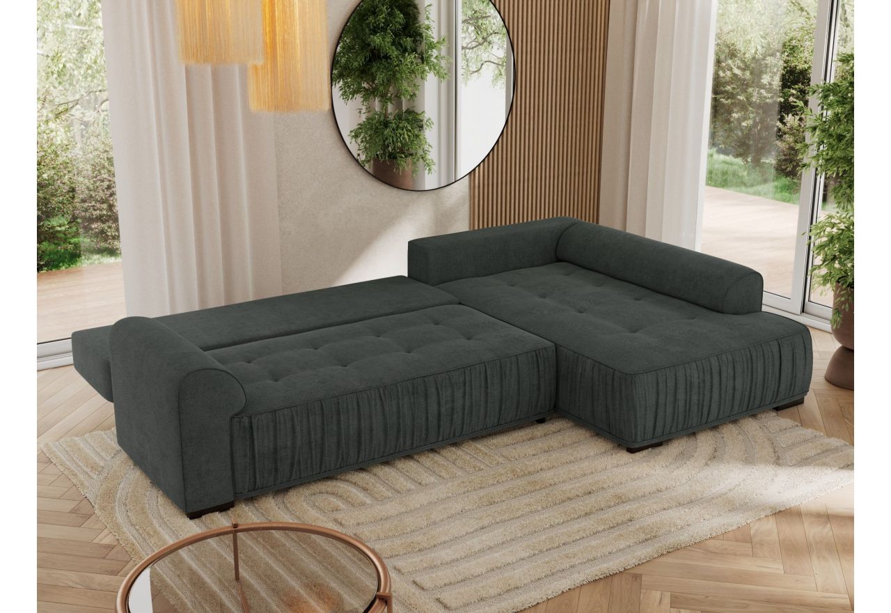 Narożnik ORTA L - strona prawa - ciemnoszary, struktura