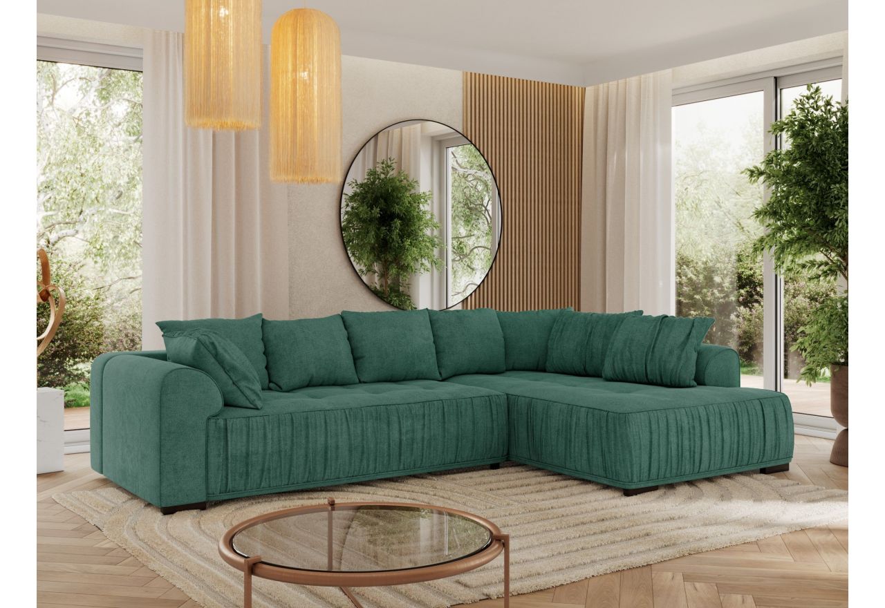 Narożnik ORTA L - strona prawa - zielony, struktura