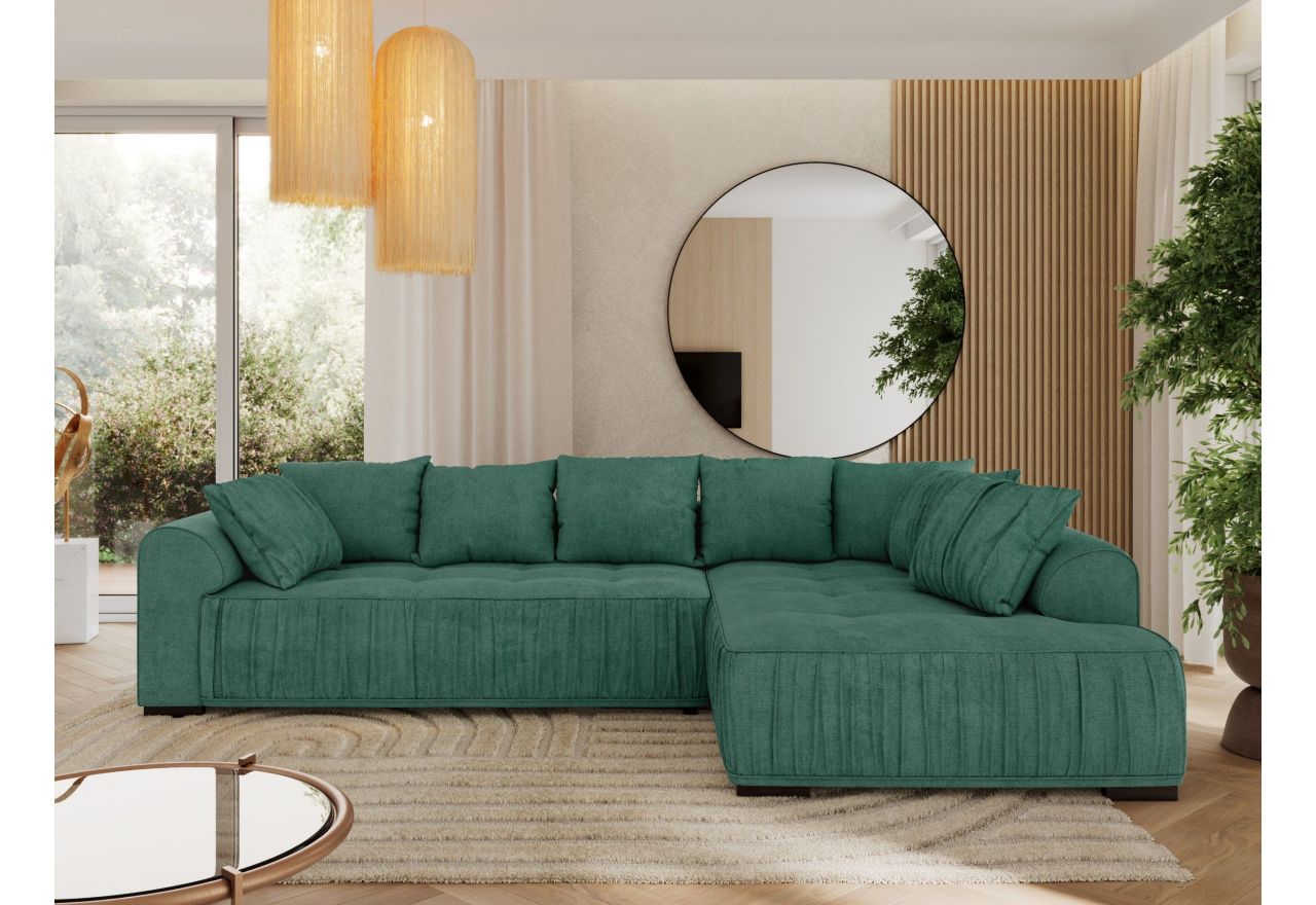 Narożnik ORTA L - strona prawa - zielony, struktura