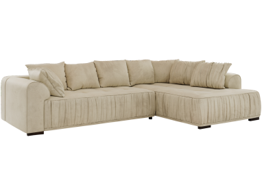 Narożnik ORTA L - strona prawa - beżowy, welwet