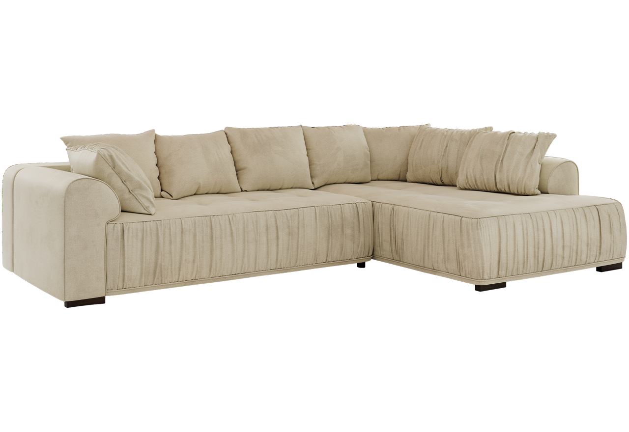Narożnik ORTA L - strona prawa - beżowy, welwet