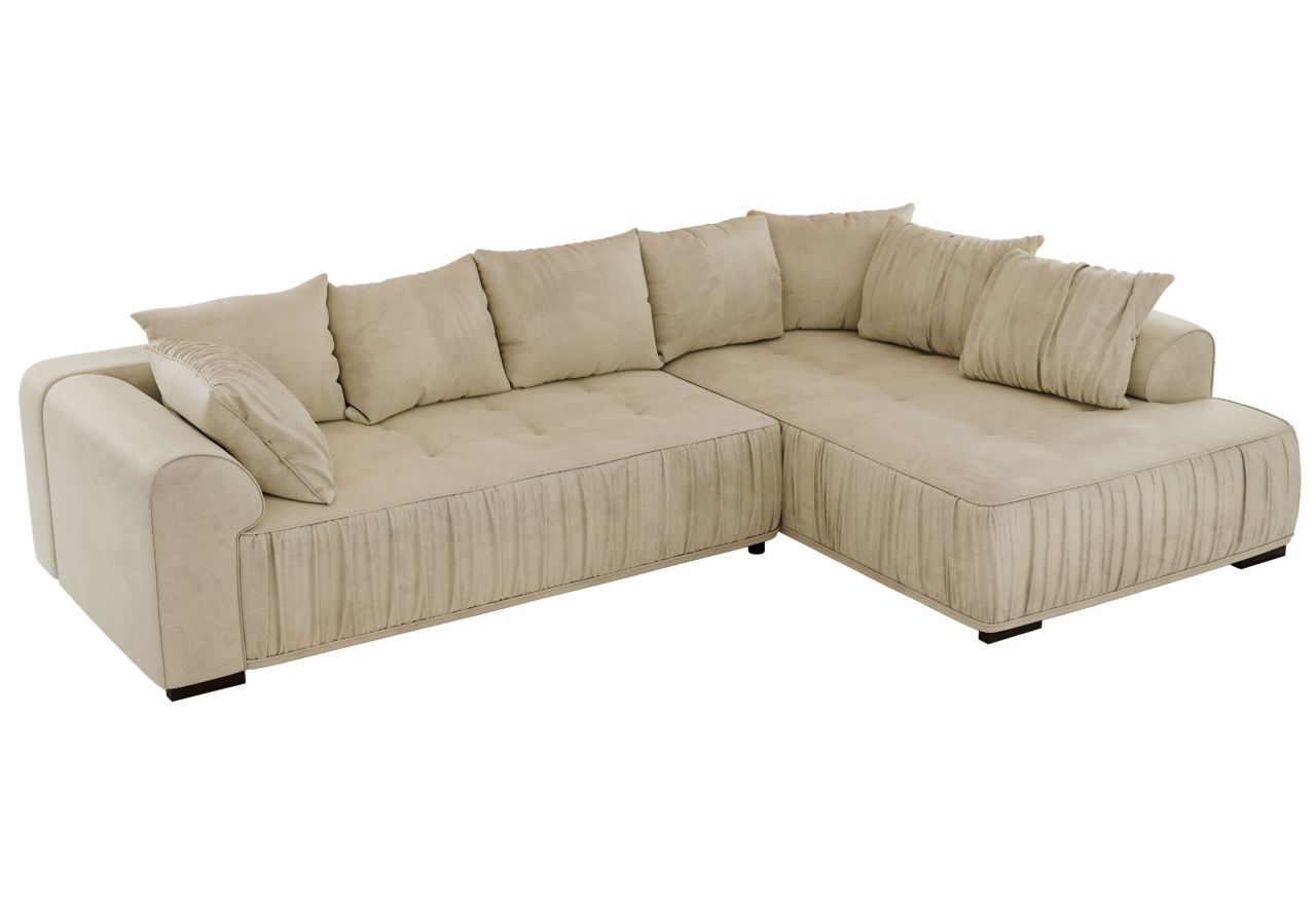 Narożnik ORTA L - strona prawa - beżowy, welwet