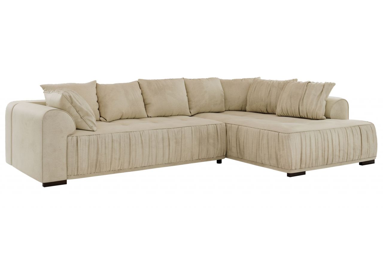 Narożnik ORTA L - strona prawa - beżowy, welwet