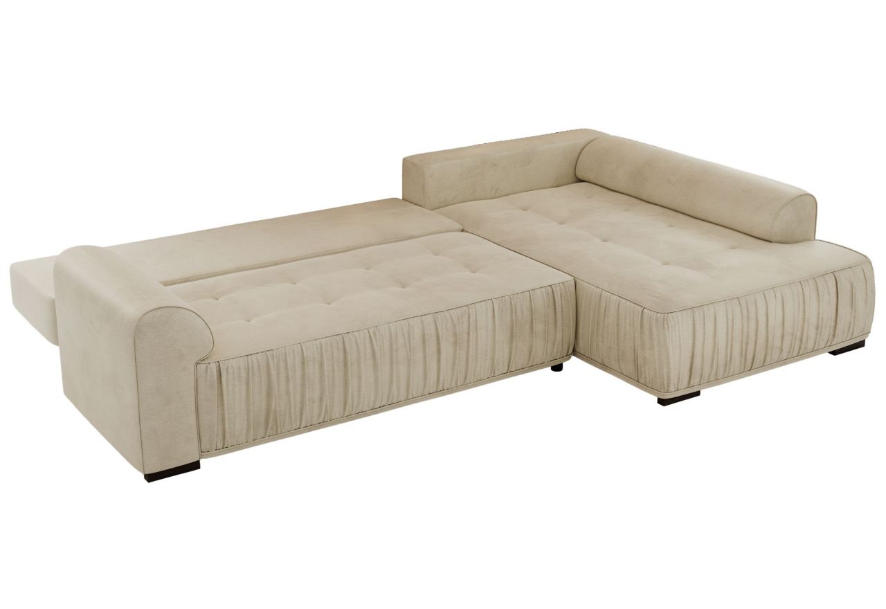 Narożnik ORTA L - strona prawa - beżowy, welwet