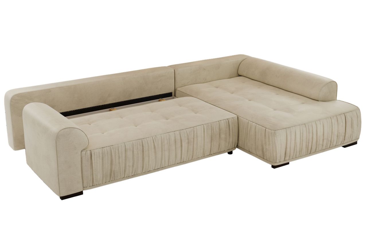 Narożnik ORTA L - strona prawa - beżowy, welwet