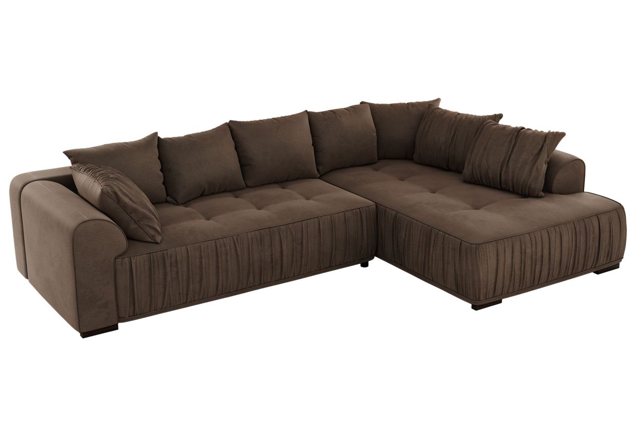 Narożnik ORTA L - strona prawa - brązowy, welwet