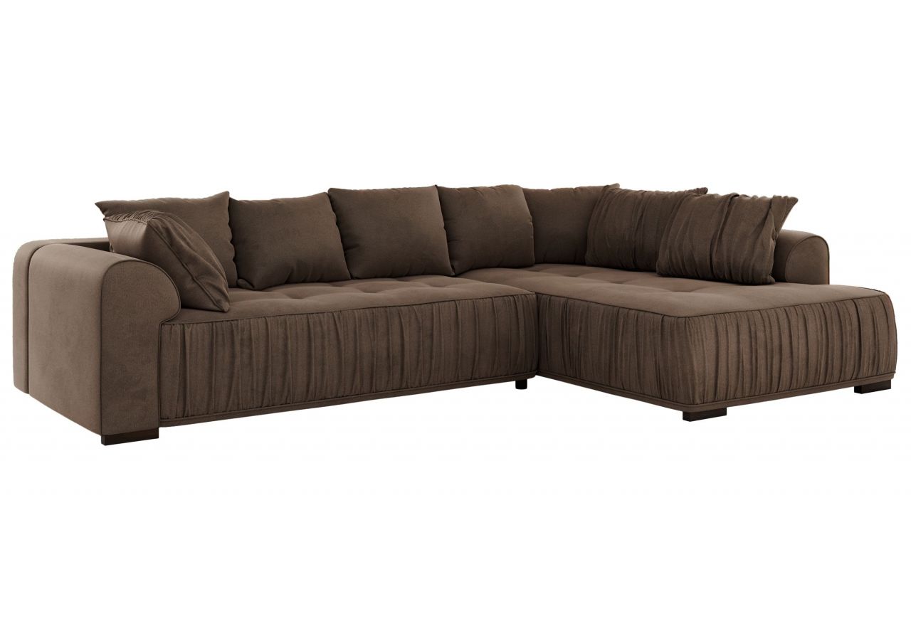 Narożnik ORTA L - strona prawa - brązowy, welwet