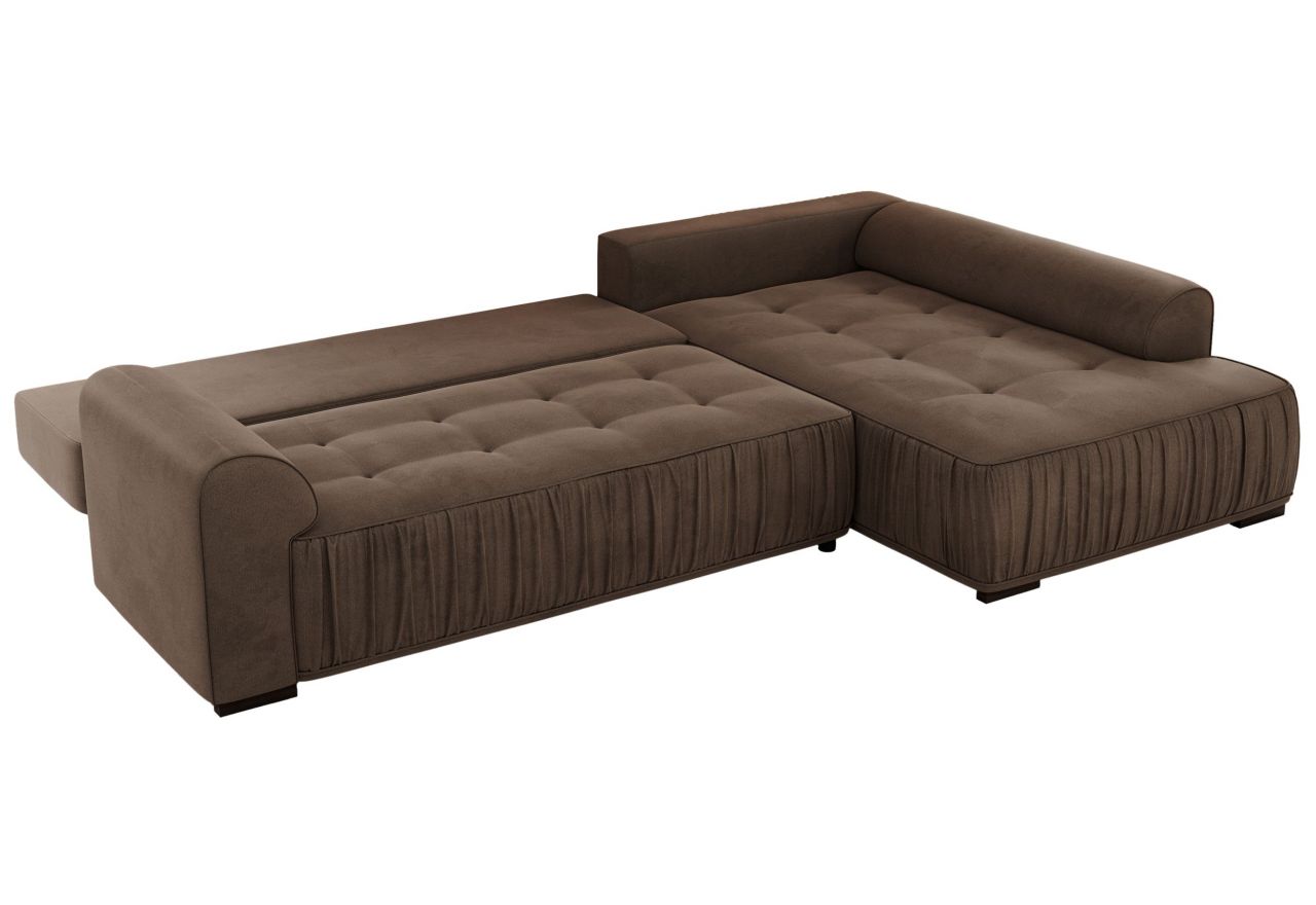 Narożnik ORTA L - strona prawa - brązowy, welwet