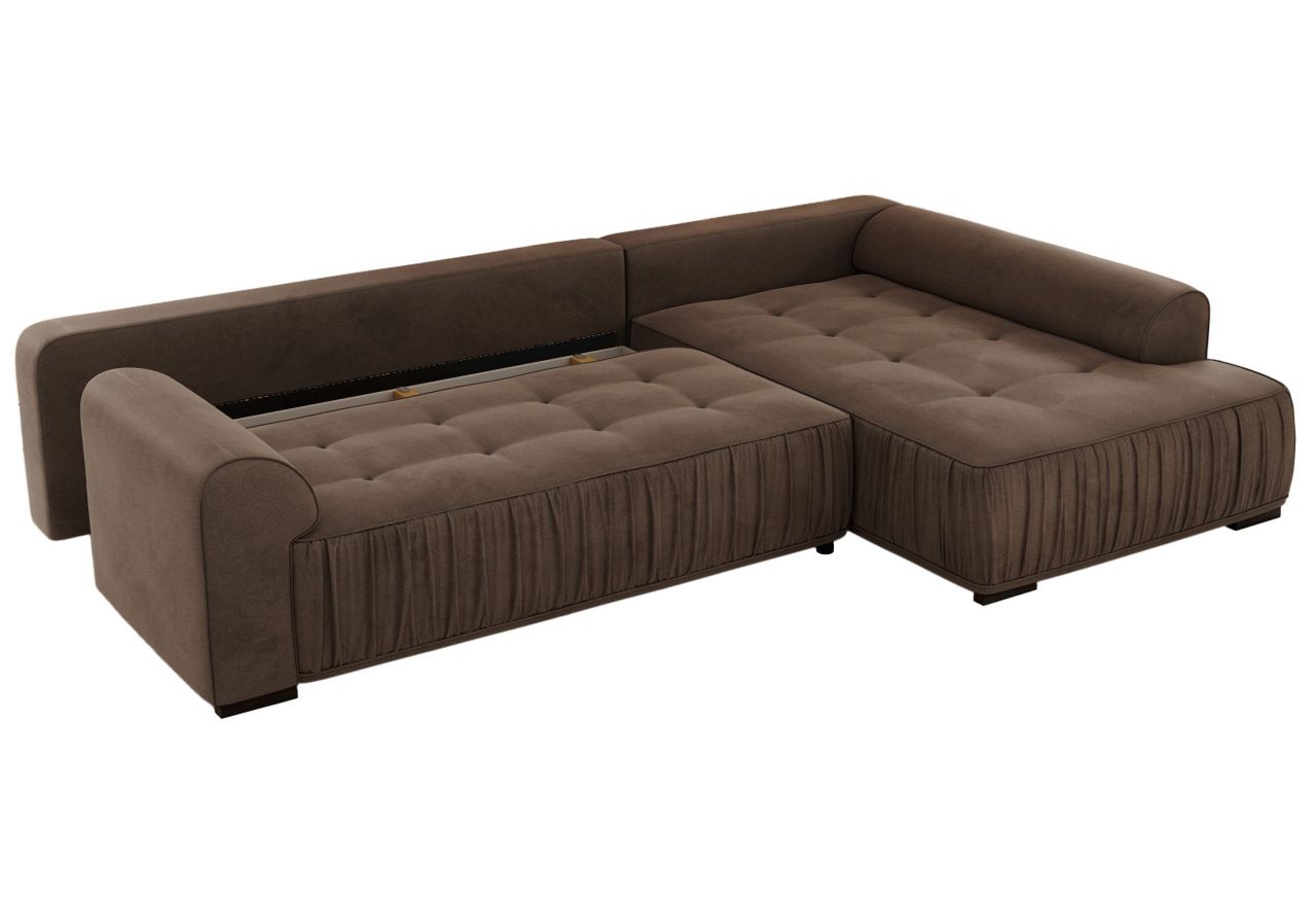 Narożnik ORTA L - strona prawa - brązowy, welwet