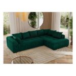 Narożnik ORTA L - strona prawa - ciemnozielony, welwet