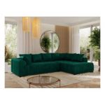 Narożnik ORTA L - strona prawa - ciemnozielony, welwet
