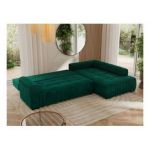 Narożnik ORTA L - strona prawa - ciemnozielony, welwet