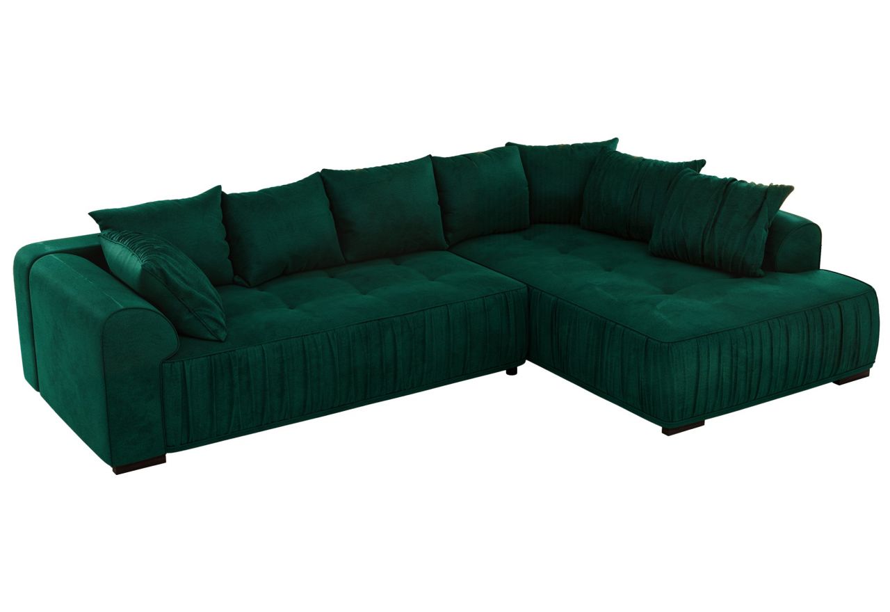 Narożnik ORTA L - strona prawa - ciemnozielony, welwet