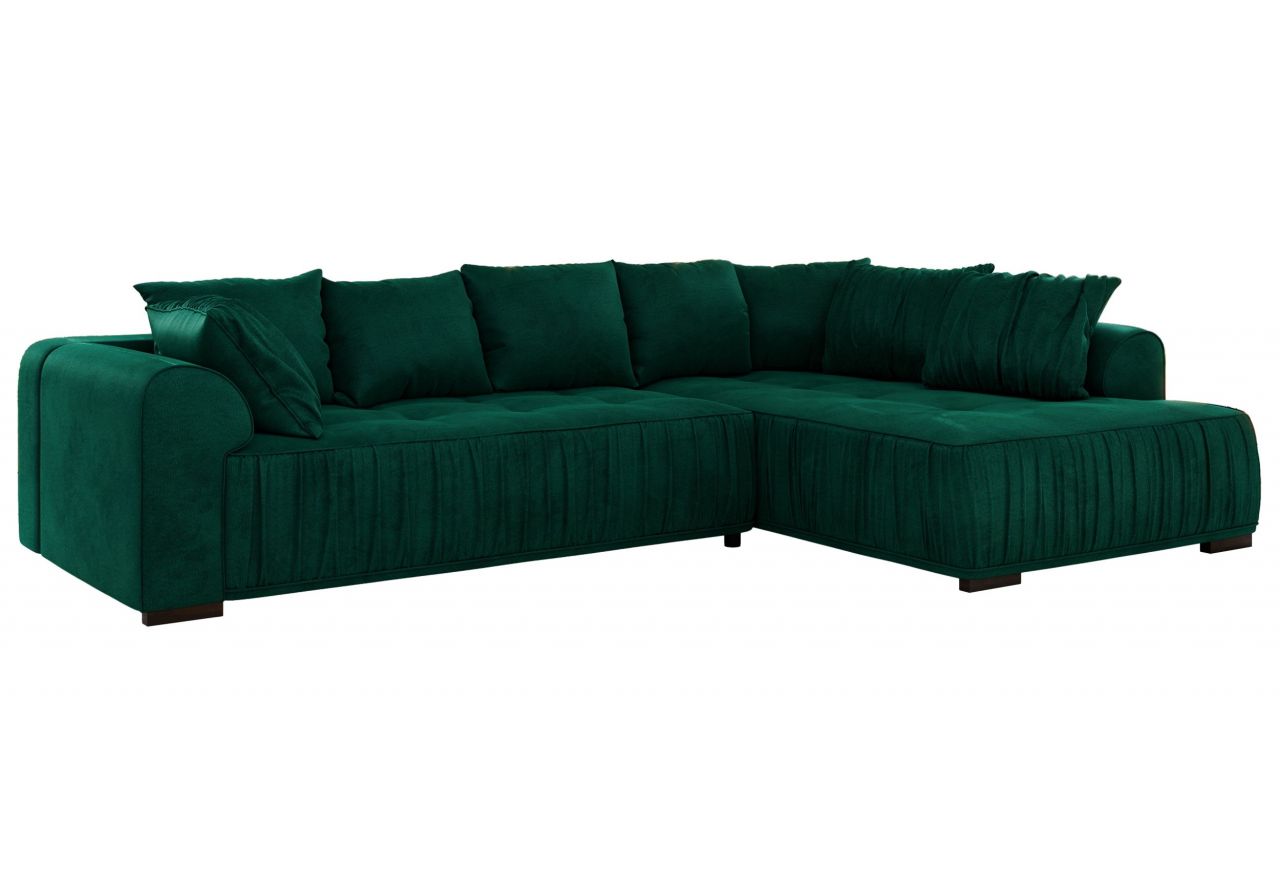 Narożnik ORTA L - strona prawa - ciemnozielony, welwet