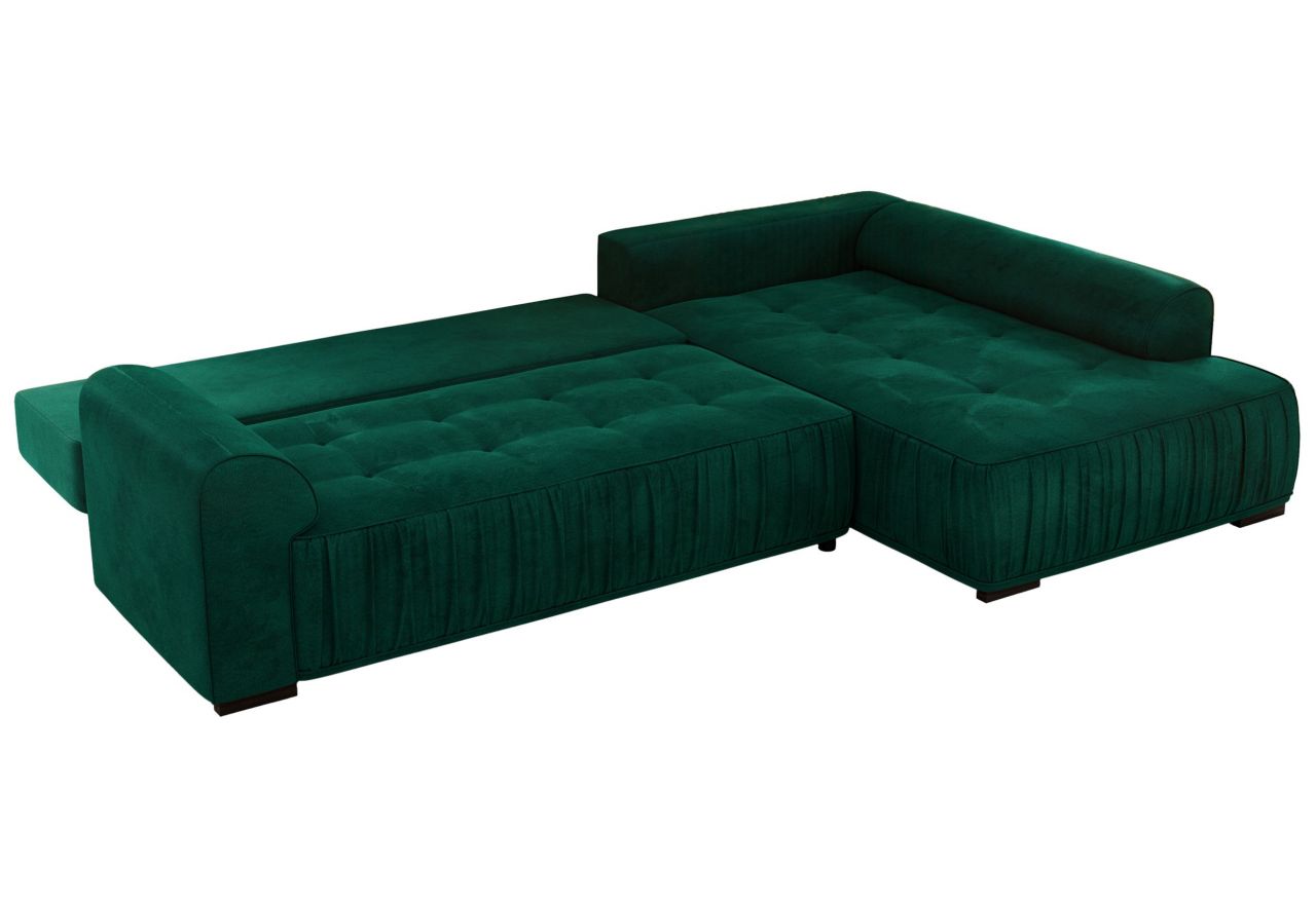 Narożnik ORTA L - strona prawa - ciemnozielony, welwet