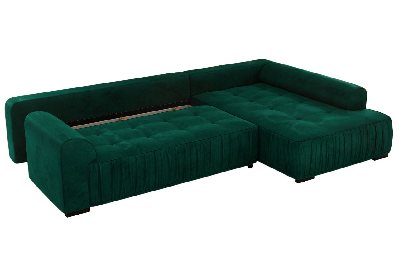 Narożnik ORTA L - strona prawa - ciemnozielony, welwet