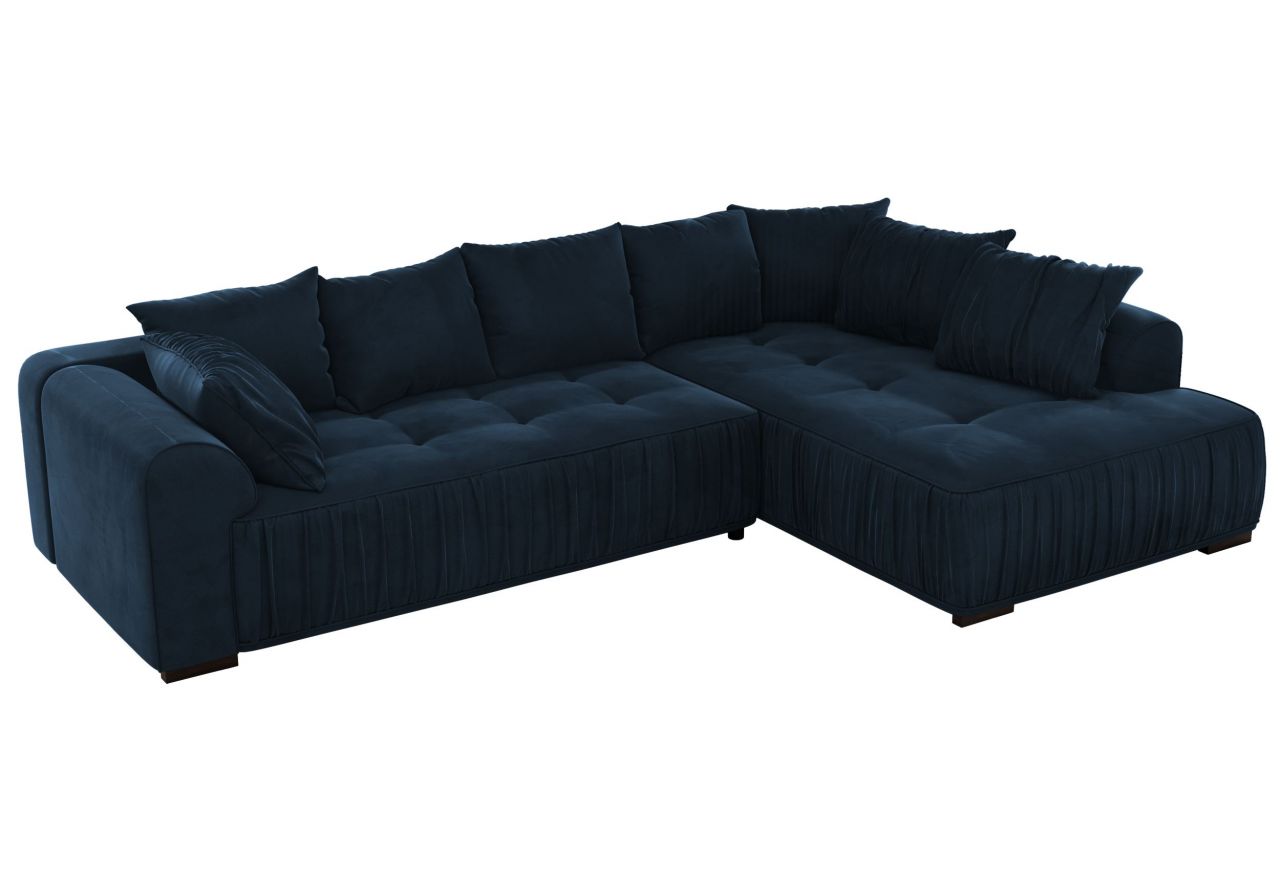 Narożnik ORTA L - strona prawa - ciemnoniebieski, welwet