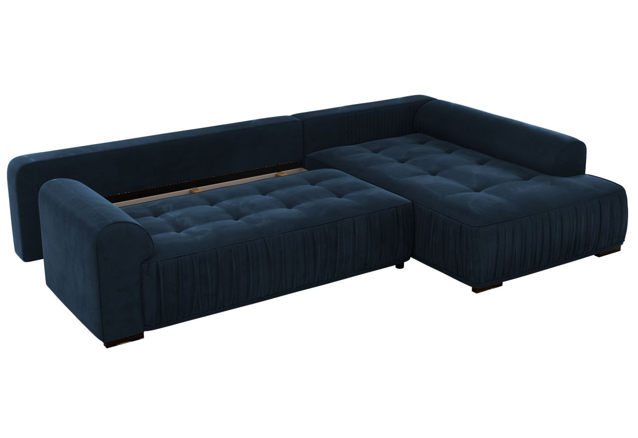 Narożnik ORTA L - strona prawa - ciemnoniebieski, welwet
