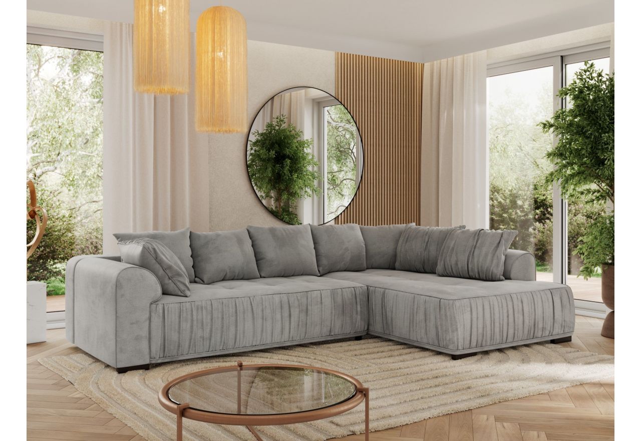 Narożnik ORTA L - strona prawa - jasnoszary, welwet