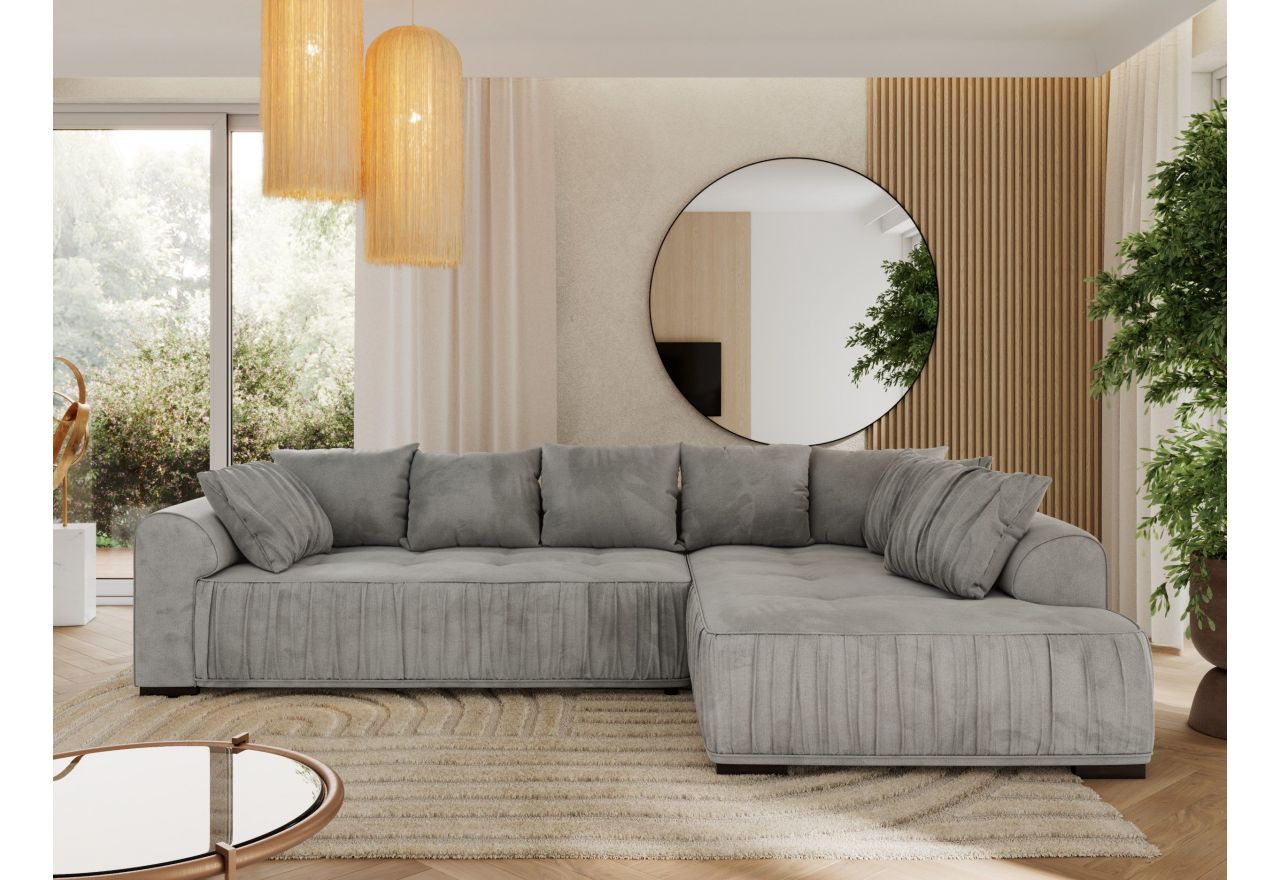 Narożnik ORTA L - strona prawa - jasnoszary, welwet