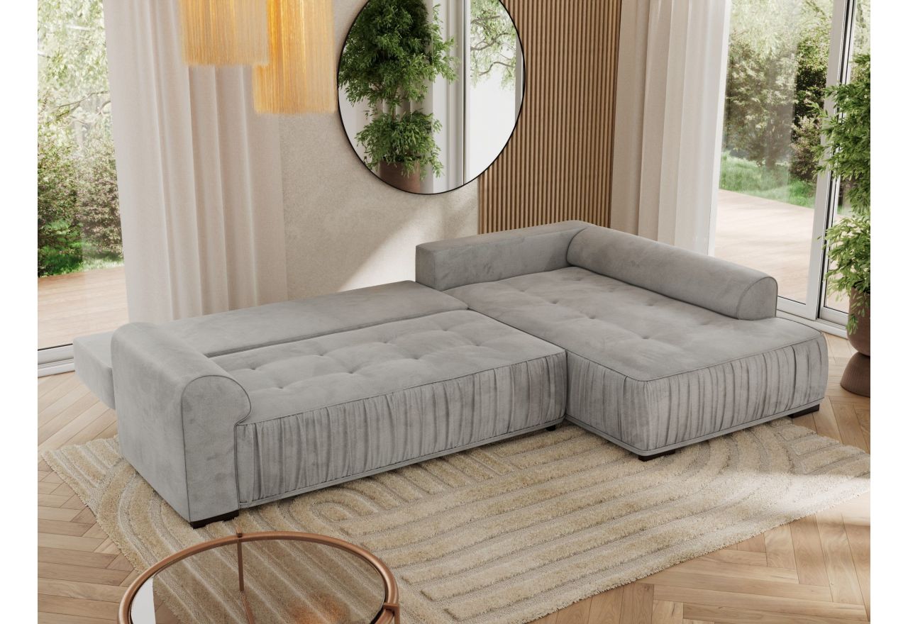 Narożnik ORTA L - strona prawa - jasnoszary, welwet