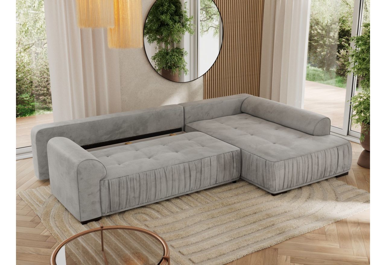 Narożnik ORTA L - strona prawa - jasnoszary, welwet