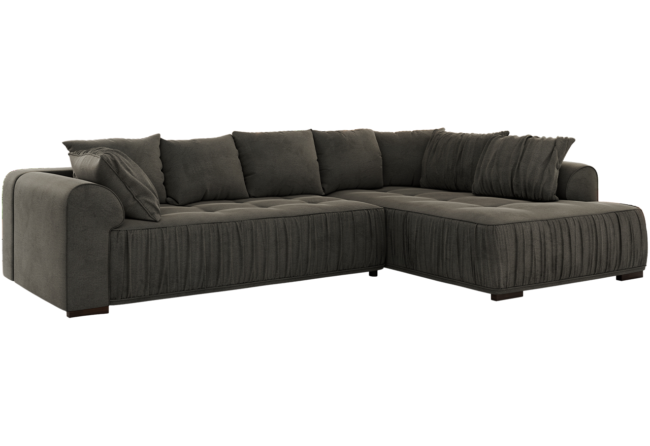 Narożnik ORTA L - strona prawa - ciemnoszary, welwet