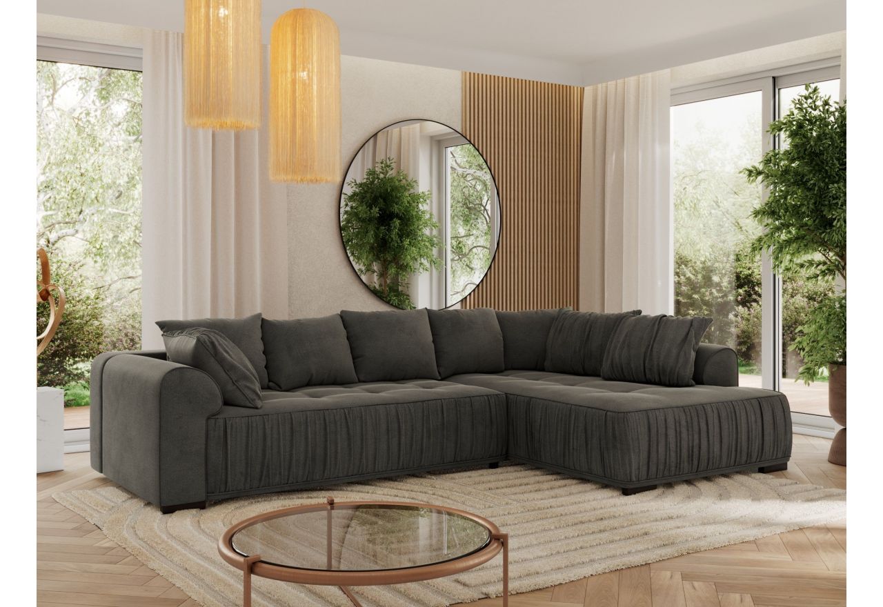 Narożnik ORTA L - strona prawa - ciemnoszary, welwet