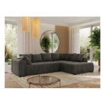 Narożnik ORTA L - strona prawa - ciemnoszary, welwet