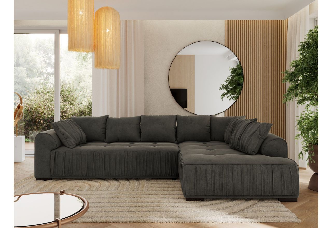 Narożnik ORTA L - strona prawa - ciemnoszary, welwet