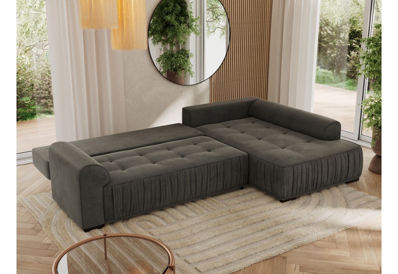 Narożnik ORTA L - strona prawa - ciemnoszary, welwet