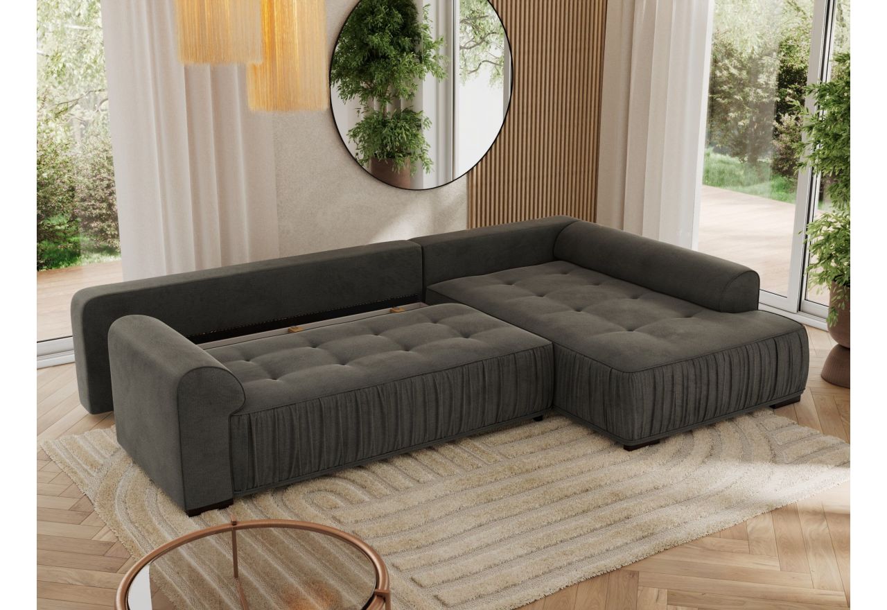 Narożnik ORTA L - strona prawa - ciemnoszary, welwet