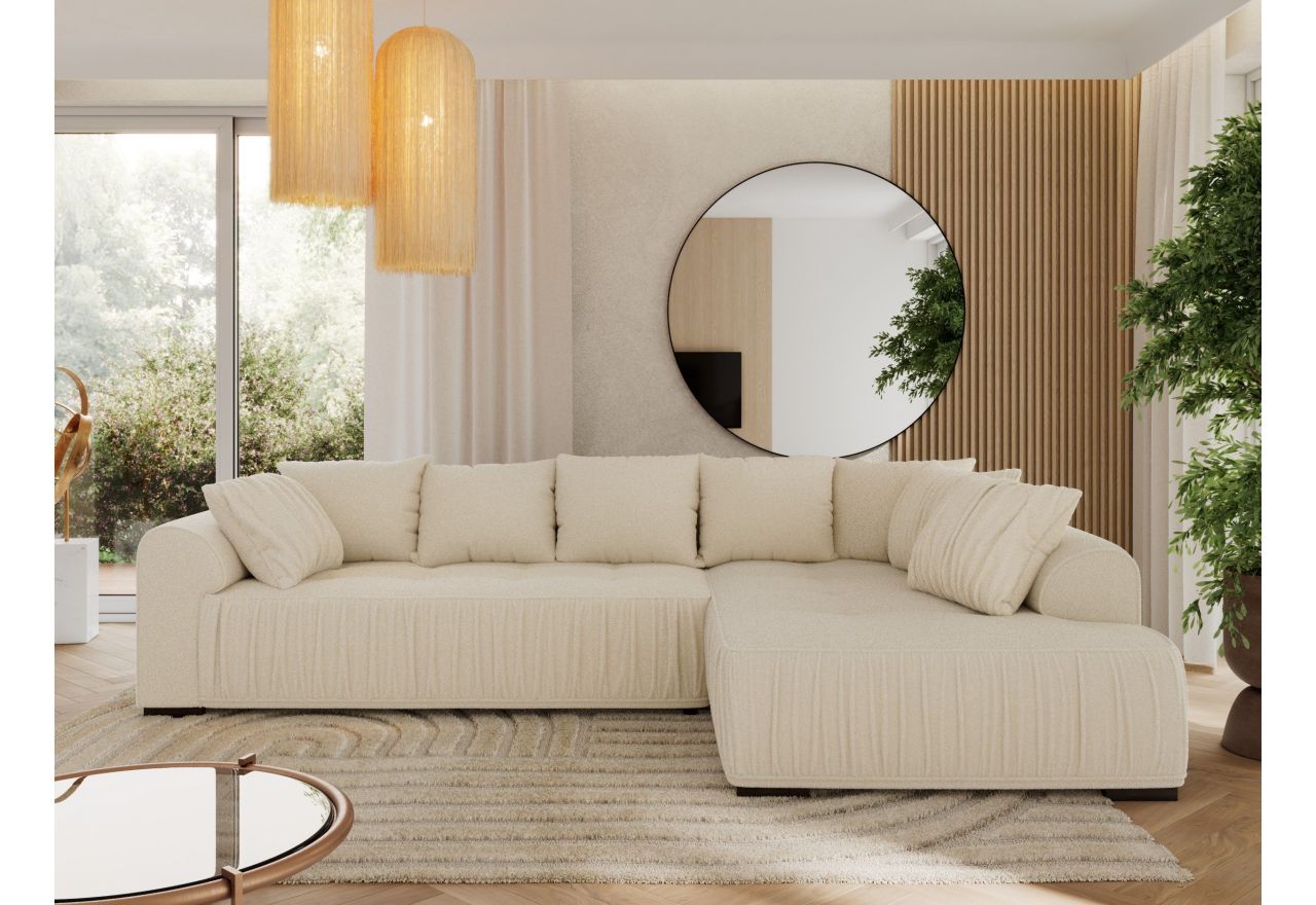 Narożnik ORTA L - strona prawa - beżowy, boucle