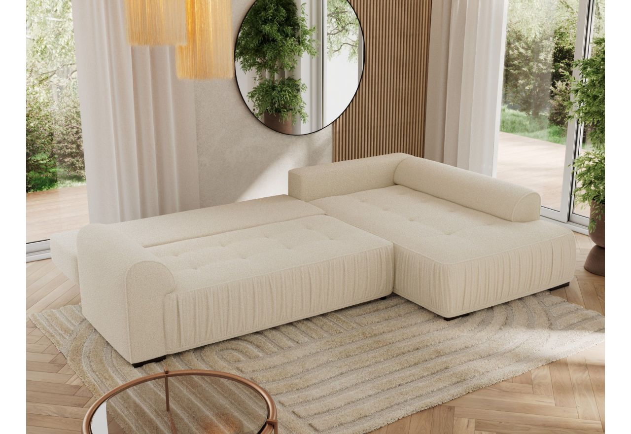 Narożnik ORTA L - strona prawa - beżowy, boucle