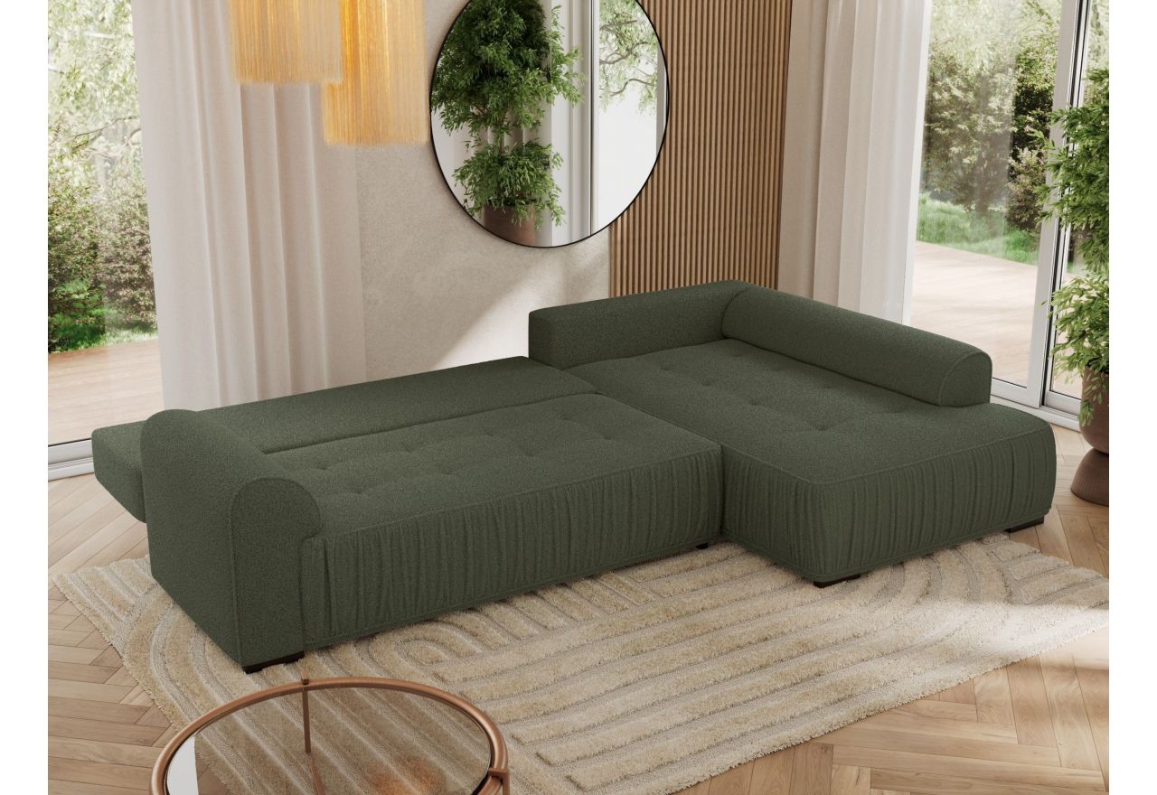 Narożnik ORTA L - strona prawa - ciemnozielony, boucle