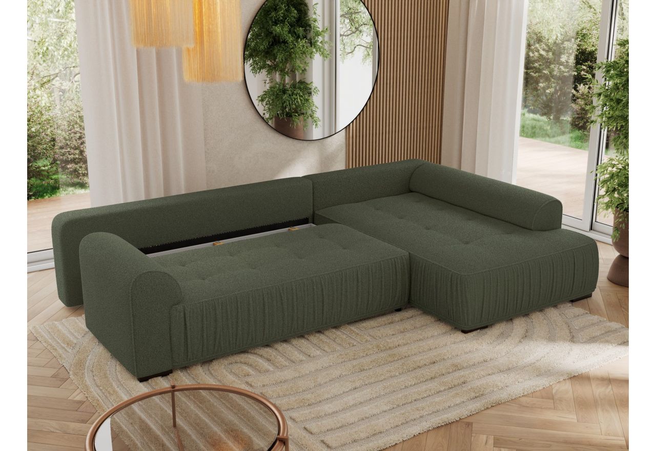 Narożnik ORTA L - strona prawa - ciemnozielony, boucle