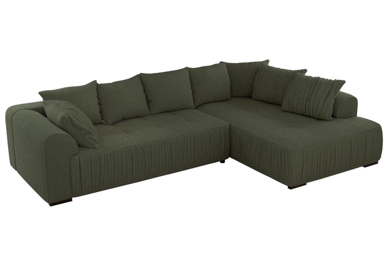 Narożnik ORTA L - strona prawa - ciemnozielony, boucle