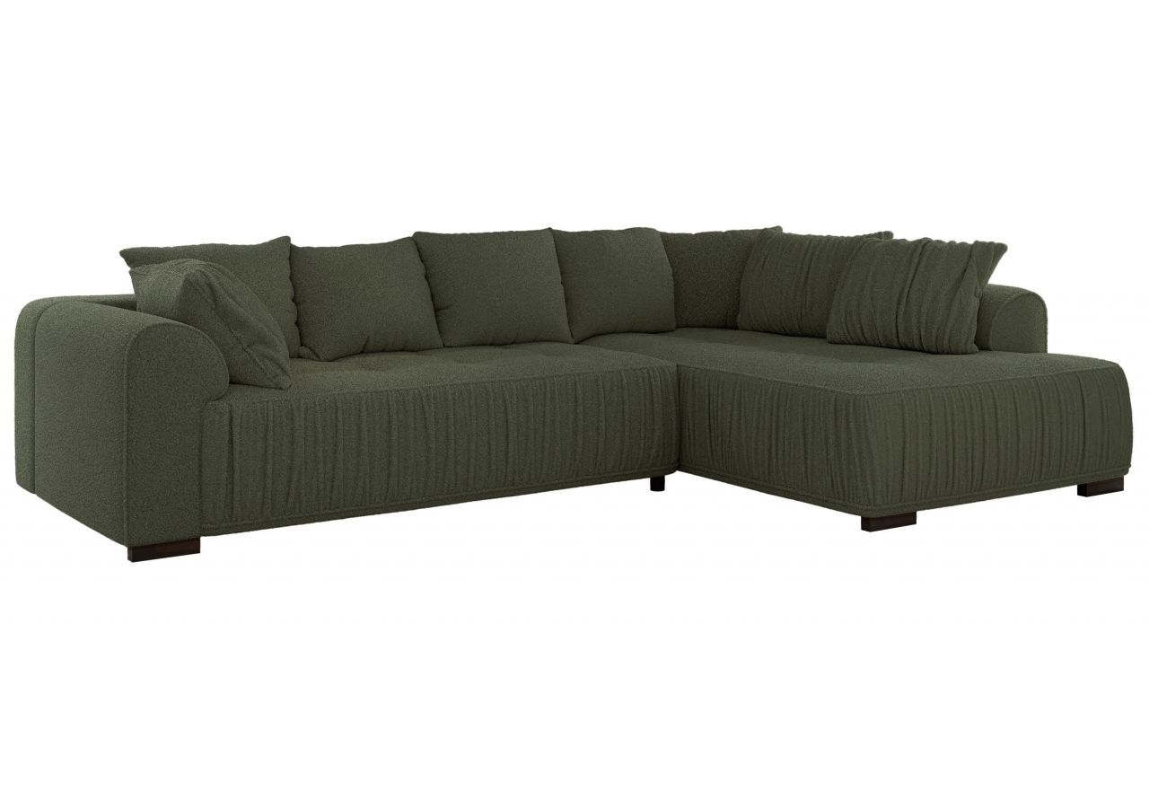 Narożnik ORTA L - strona prawa - ciemnozielony, boucle