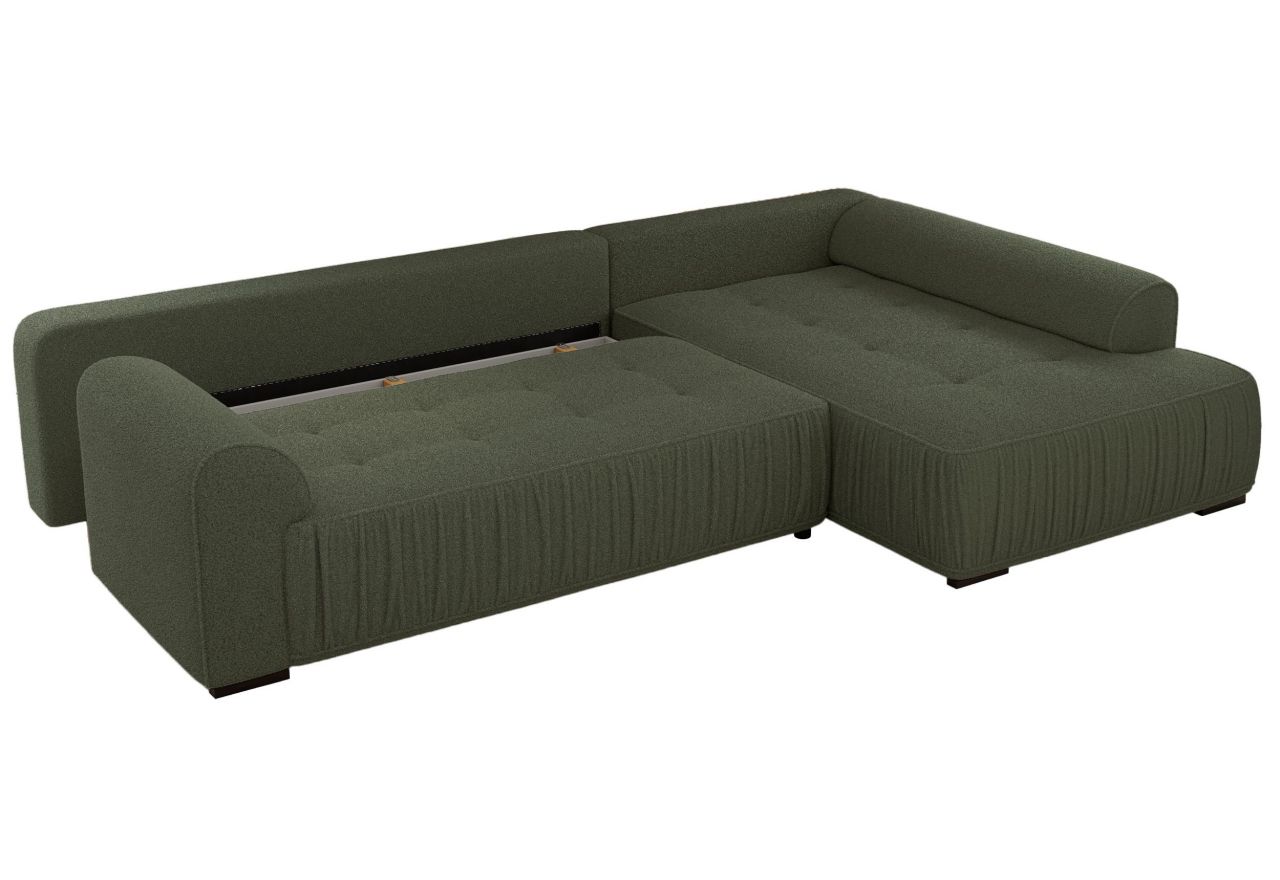 Narożnik ORTA L - strona prawa - ciemnozielony, boucle