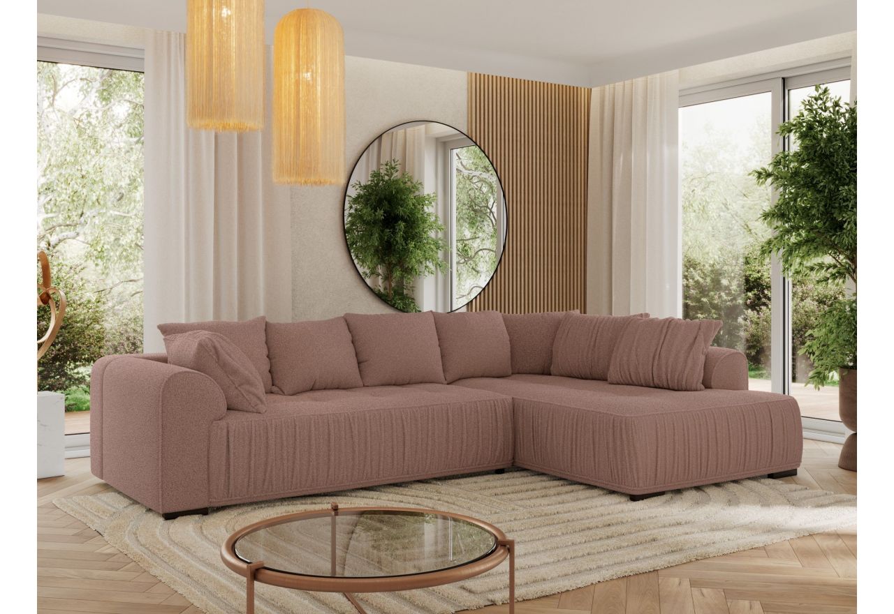 Narożnik ORTA L - strona prawa - różowy, boucle