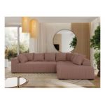 Narożnik ORTA L - strona prawa - różowy, boucle