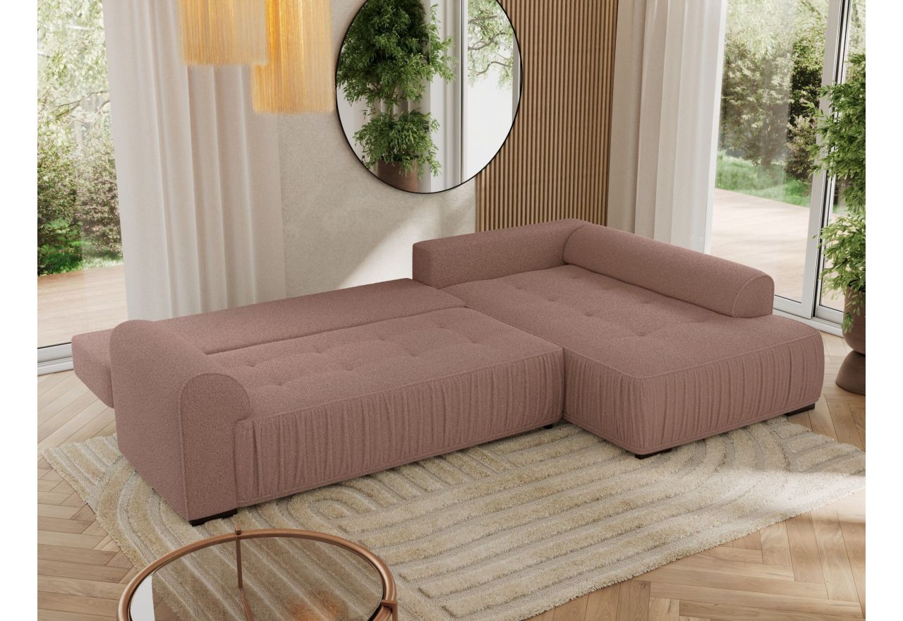 Narożnik ORTA L - strona prawa - różowy, boucle