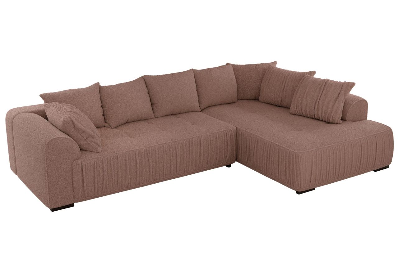 Narożnik ORTA L - strona prawa - różowy, boucle