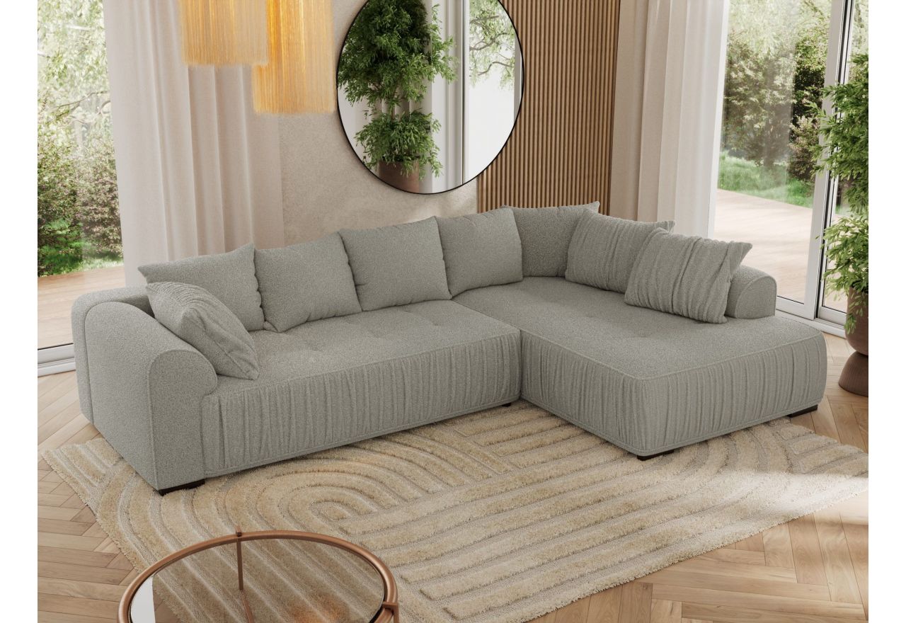 Narożnik ORTA L - strona prawa - szary, boucle